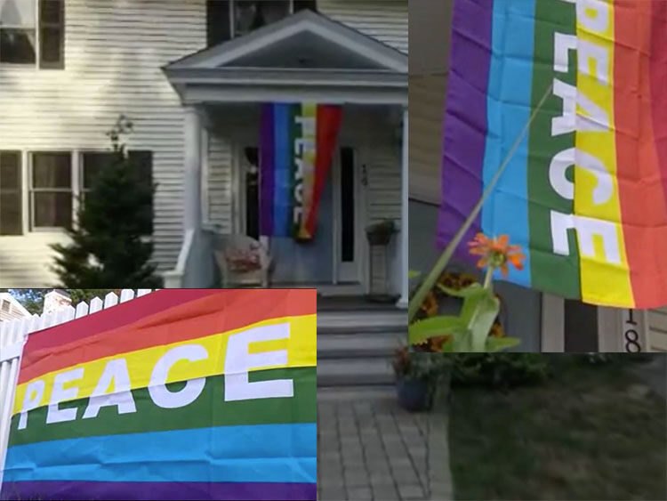 42 awesome neighbors hang Pride flags after vandals hit lesbians&#8217; home