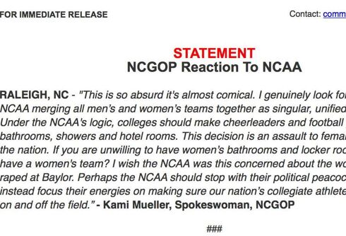North Carolina GOP comes unhinged over NCAA decision to pull games over HB2