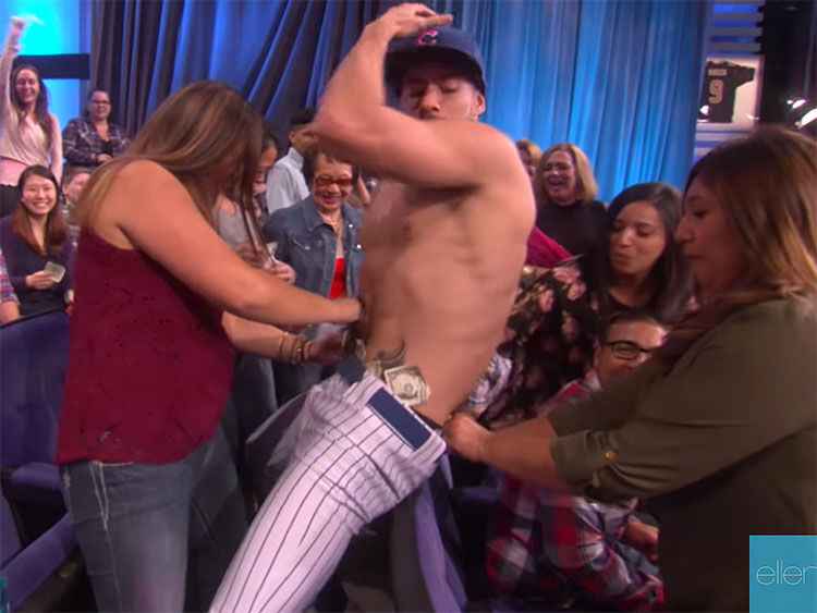 How Ellen predicts World Series winner: the hunk with the most cash in his pants