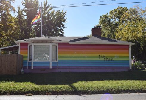 Topeka’s rainbow Equality House hit with bullets and graffiti