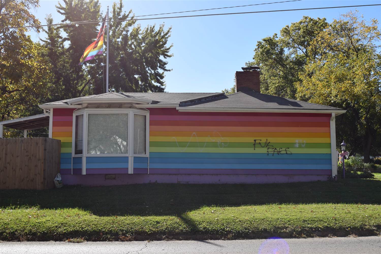 Topeka&#8217;s rainbow Equality House hit with bullets and graffiti