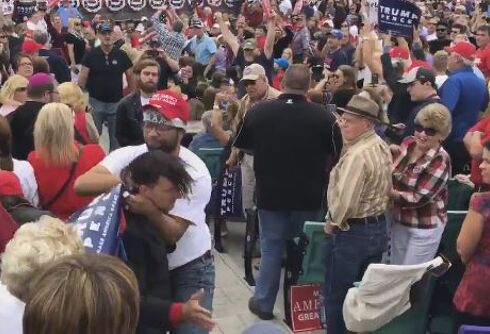 Watch: Man in “Gays For Trump” shirt assaults protester at rally in N.C.