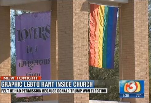 Emboldened by Trump victory, man storms into LGBTQ affirming church to spew hate