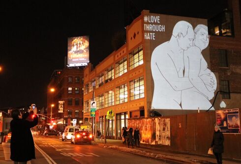 Images of Putin and a pregnant Trump locked in a sweet embrace appear in NYC