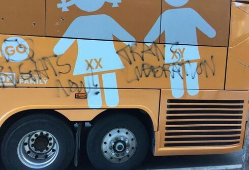 Transphobic bus got vandalized in New York