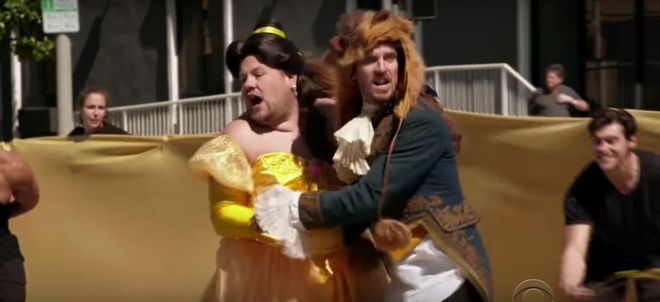 James Corden is Belle in hilarious crosswalk production of &#8216;Beauty and the Beast&#8217;