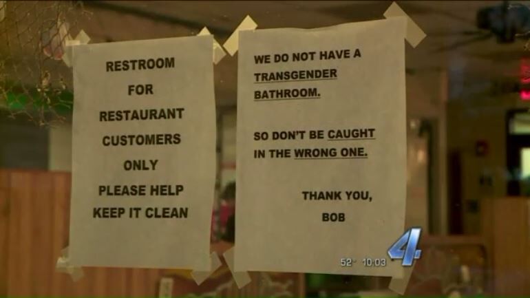 Restaurant posts transphobic, threatening bathroom sign