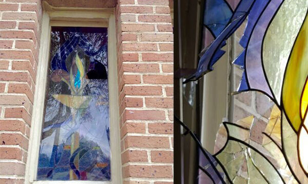 Brick thrown through the window of a church that stood up for trans people