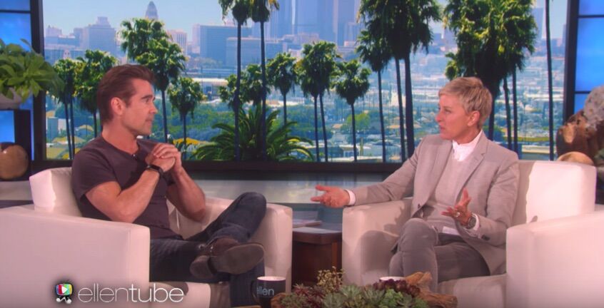 Why is Colin Farrell talking to Ellen about his pubic hair?