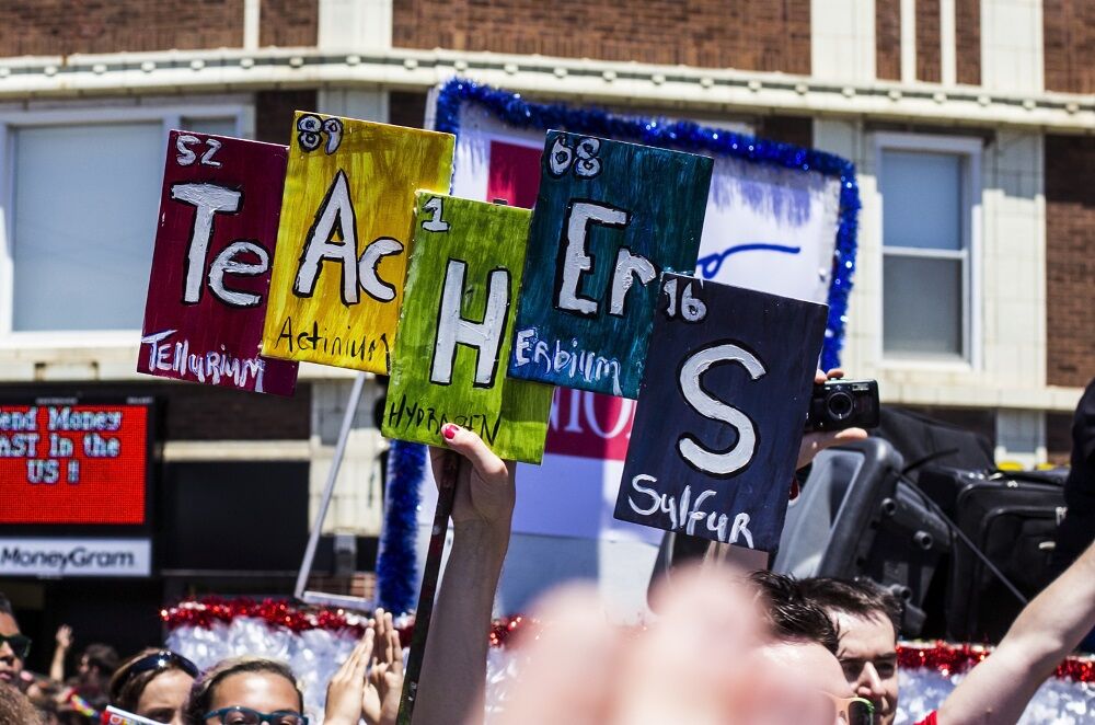 A scene from Chicago's Pride Parade celbrating LGBTQ teachers.
