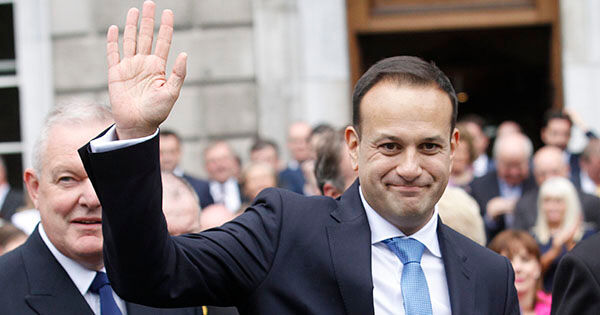 Ireland's new Prime Minister Leo Varadkar waves after being elected Ireland's 14th Taoiseach.