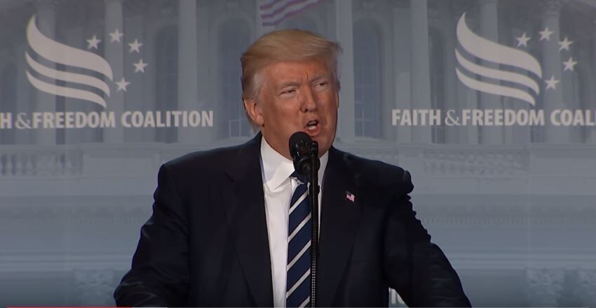Trump pledges to defend religious freedom from attacks at anti-LGBTQ conference