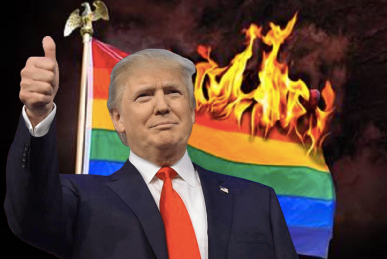 Trump-burning-rainbow-flag trump anti-lgbt
