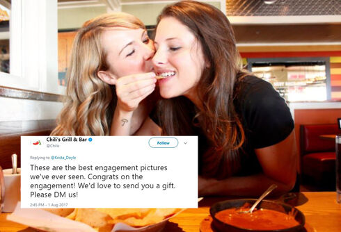 Lesbian couple takes engagement photos at Chili’s & everyone is living for it