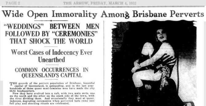 This 1932 headline from Australia foreshadowed the opposition to marriage equality today