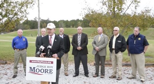 Roy Moore claims &#8216;transgenders don&#8217;t have rights&#8217; as posse of sheriffs stand beside him