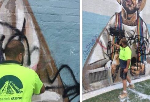 ‘Christian Lives Matter’ group is urging people to vandalize gay murals & some idiot did it