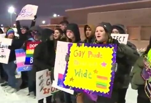 Hundreds protested a Michigan church’s conversion therapy classes
