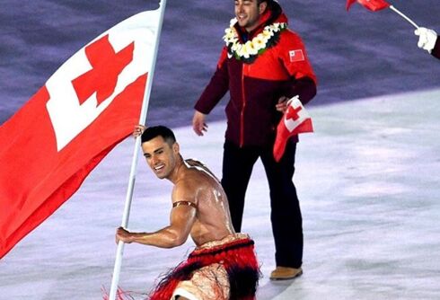 Tonga’s flag bearer sexed up the freezing Olympics opening ceremony
