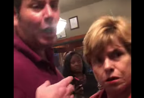 Racist old lady arrested for punching a pregnant soldier while her son hurled antigay slurs