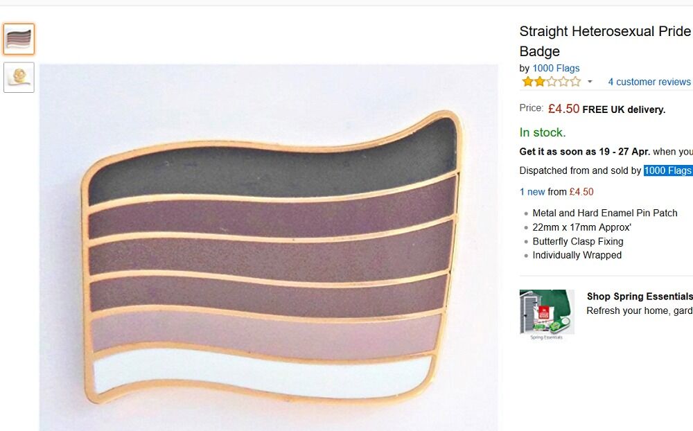 You can now buy a &#8216;straight pride flag&#8217; pin on Amazon