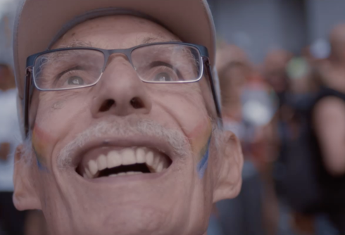 This elderly man attended his first pride parade & the look on his face is pure joy