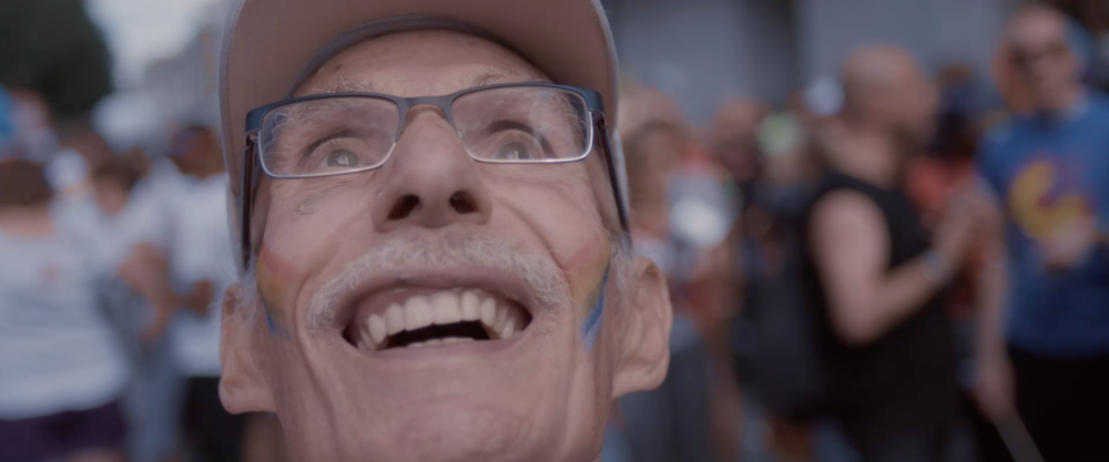 This elderly man attended his first pride parade &#038; the look on his face is pure joy