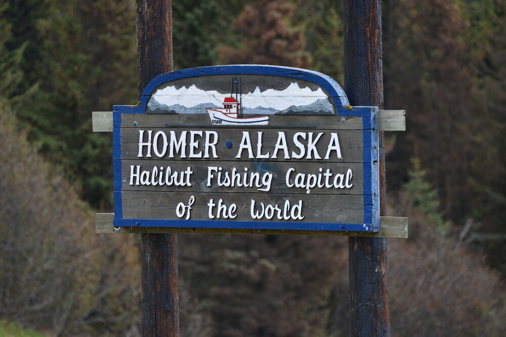 Welcome sign for Homer, Alaska