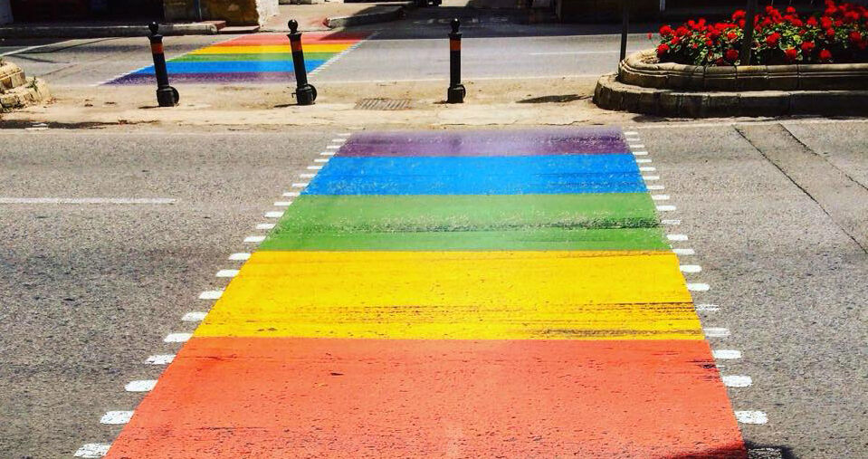 A rainbow crossing has replaced the traditional "zebra stripes" in Malta.
