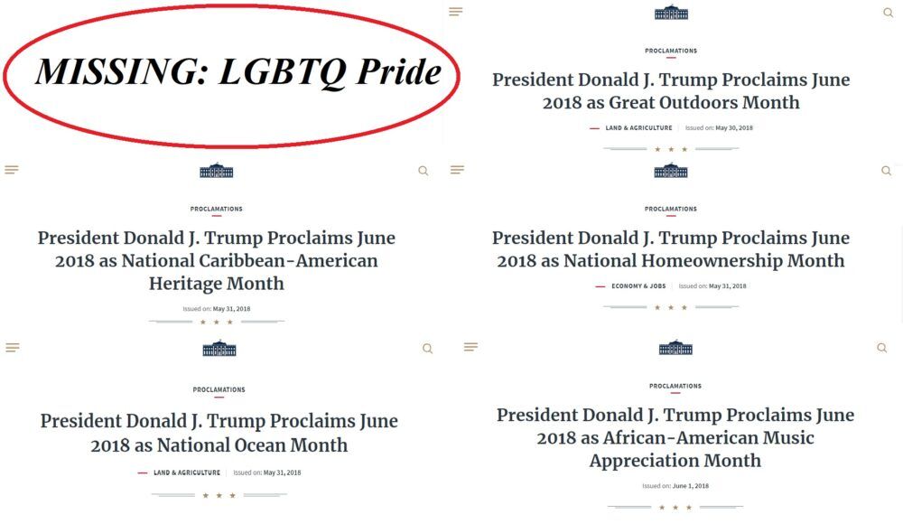 A list of Trump's June proclamations missing Pride Month