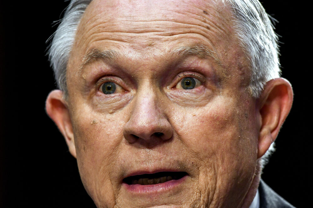 US. Attorney General Jeff Sessions responds to questions from one of the members of the Senate Intelligence Committee during his testimony in front of the Committee. Washington DC, June 13, 2017.