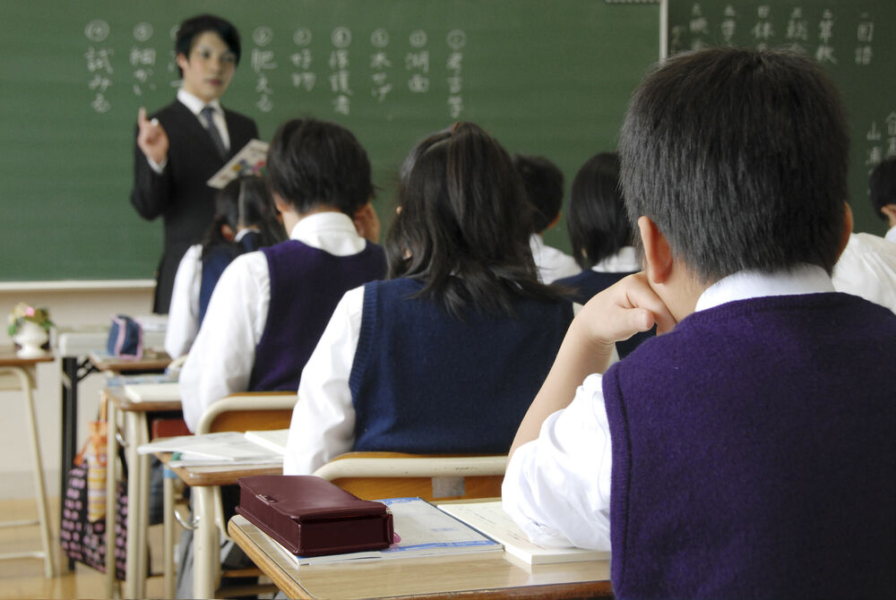 Japanese students in a classroom.