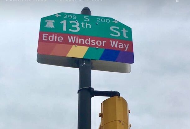 The sign for Edie Windsor Way