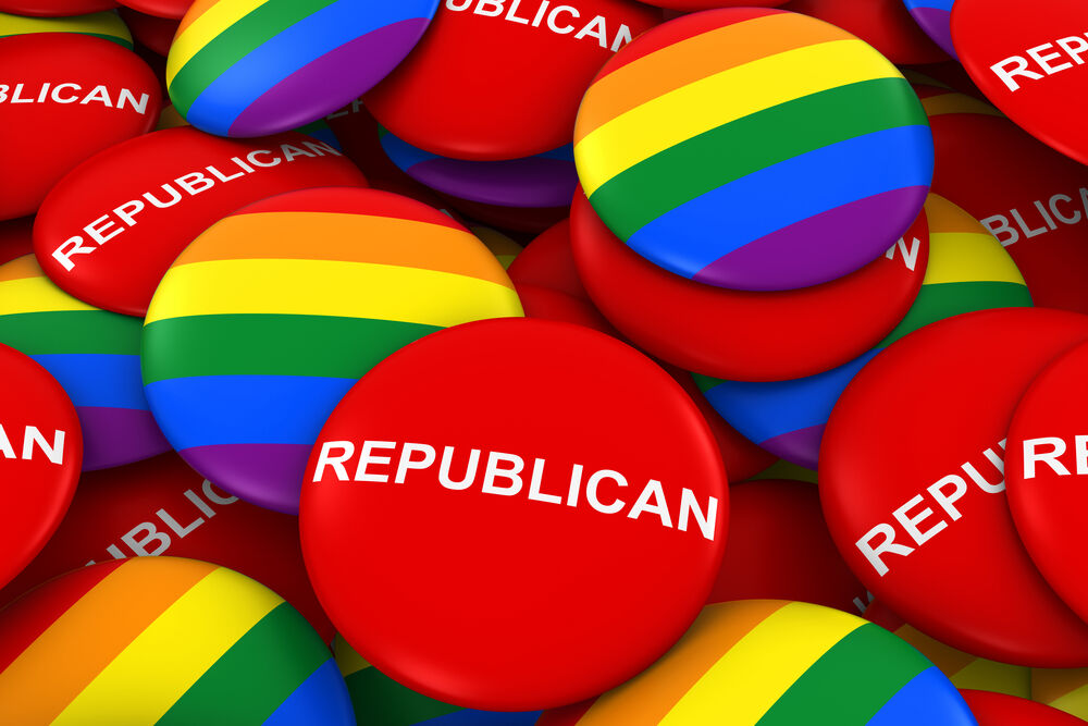 Rainbow and Republican buttons