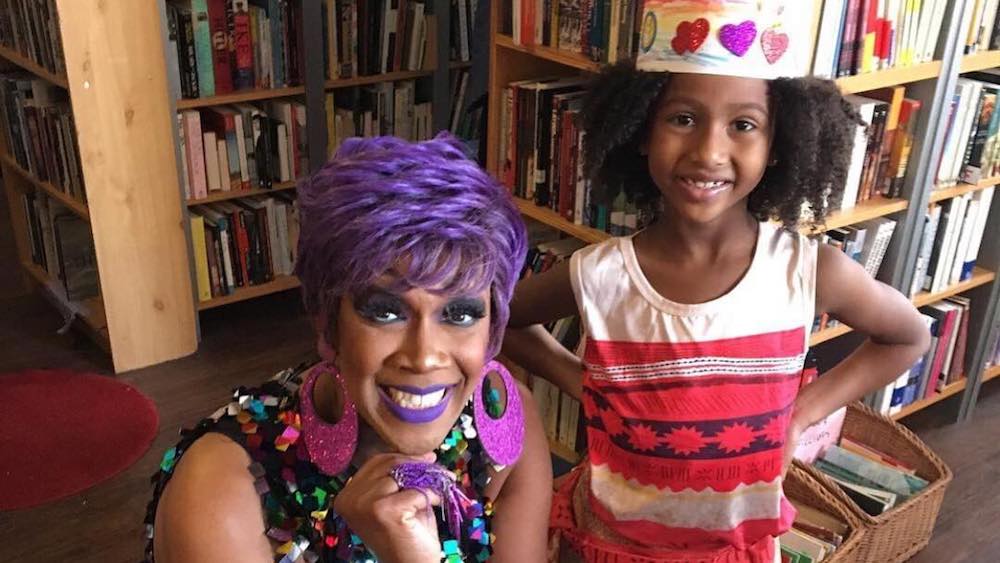 drag queen, Drag Queen Story Hour, little girl, crown, black, library