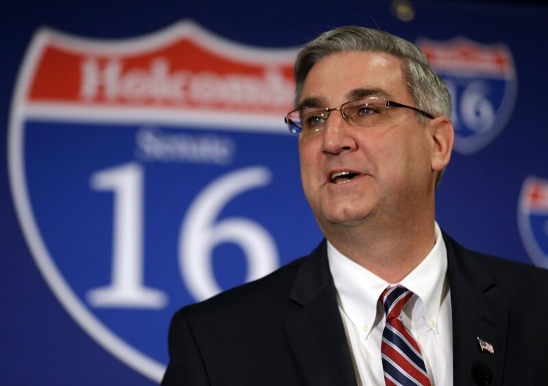 FILE-This March 26, 2015 file photo shows Eric Holcomb as he announces that he will run for the U.S. Senate. Holcomb dropped out of the race and replaced Mike Pence as the gubernatorial candidate when Pence became Trump's choice for Vice President.