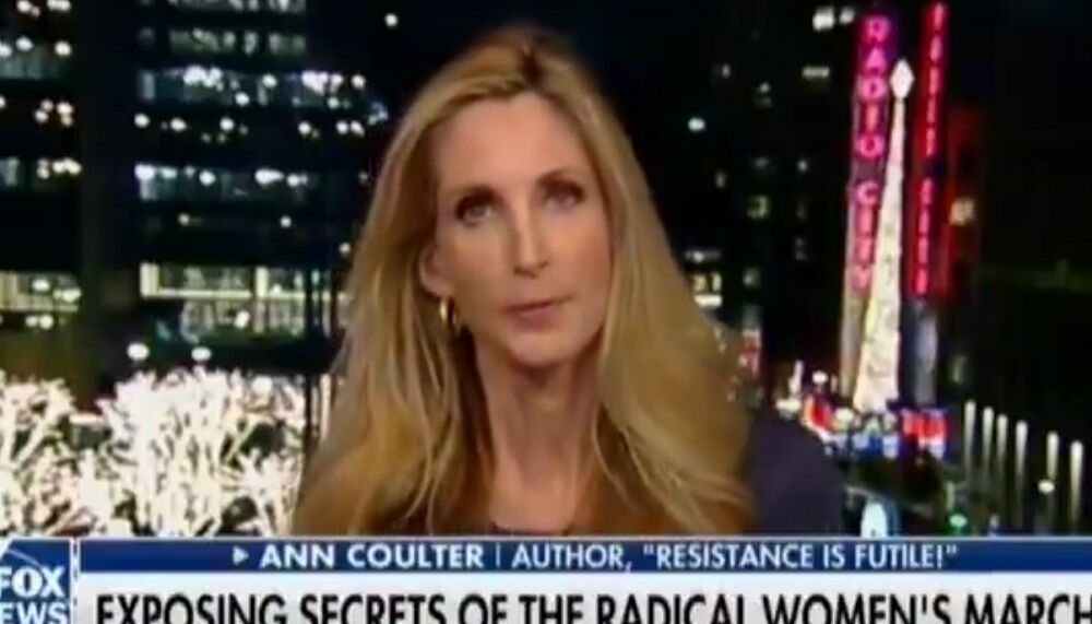 Ann Coulter on Fox News with a chyron under her.