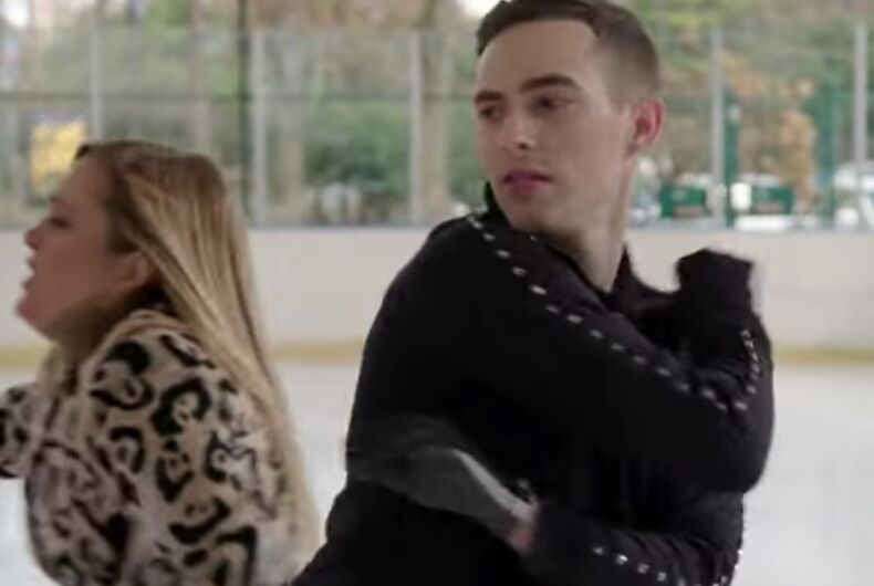 rippon-bee Samantha Bee skating past Adam Rippon