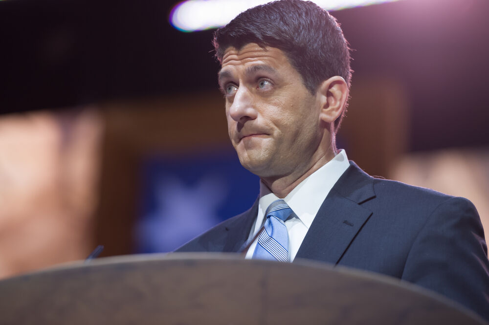 NATIONAL HARBOR, MD - MARCH 6, 2014: Congressman Paul Ryan (R-WI) speaks at the Conservative Political Action Conference (CPAC).