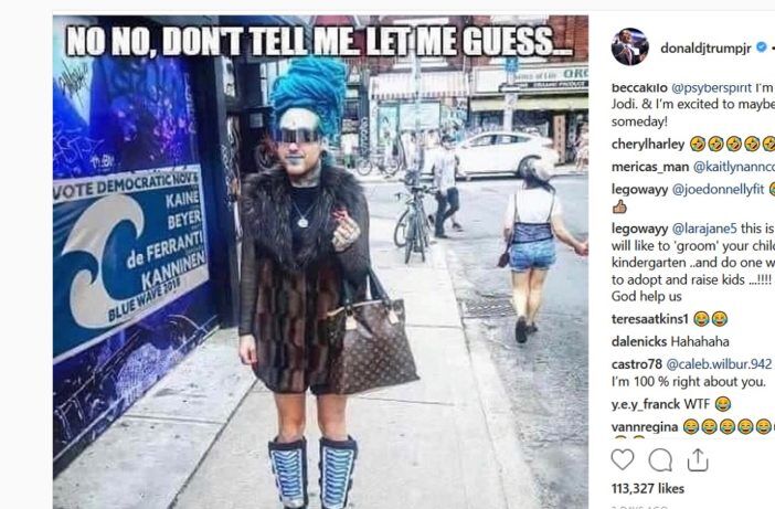 Trump Jr shared a transphobic meme on Instagram & deplorables loved it(00)
