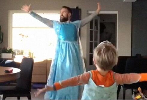 This viral video of a man & his son dancing in dresses to ‘Frozen’ will melt your heart