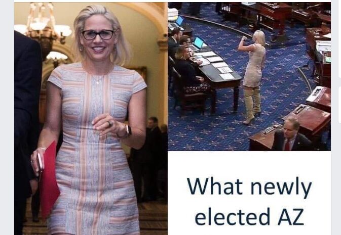 A Facebook post with pictures of Kyrsten Sinema