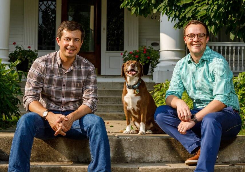 Pete Buttigieg (left) with his husband Chasten