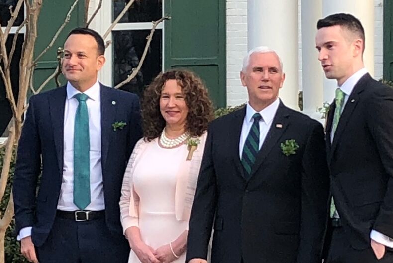 pence-varadkar-meeting Varadkar, Pence, and others gathered outside the Naval Observatory