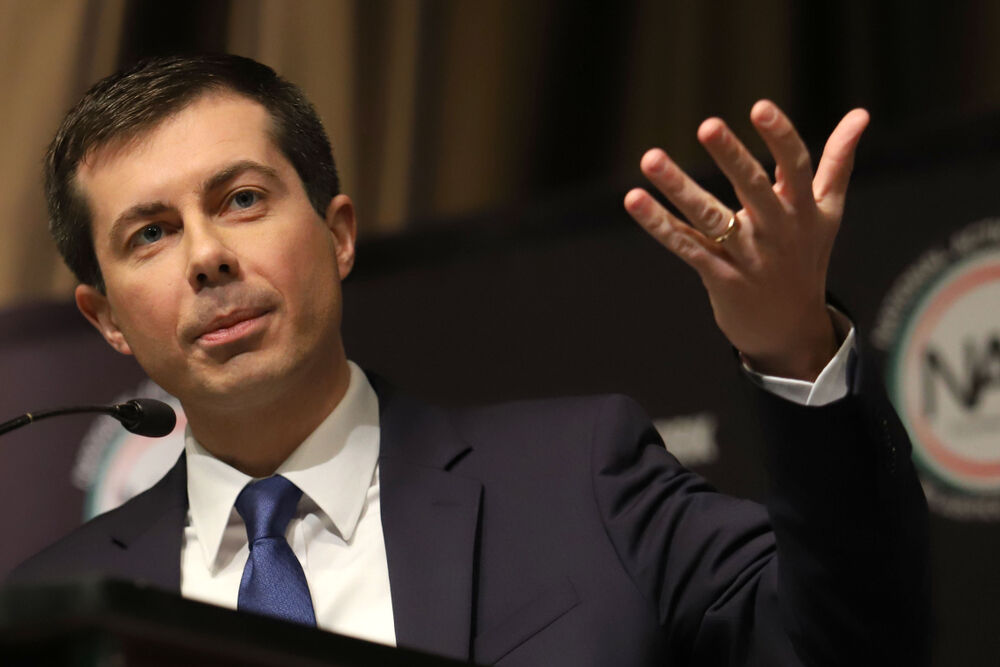 Democratic presidential candidate Pete Buttigieg speaks during the National Action Network Convention on April 4, 2019, in New York.