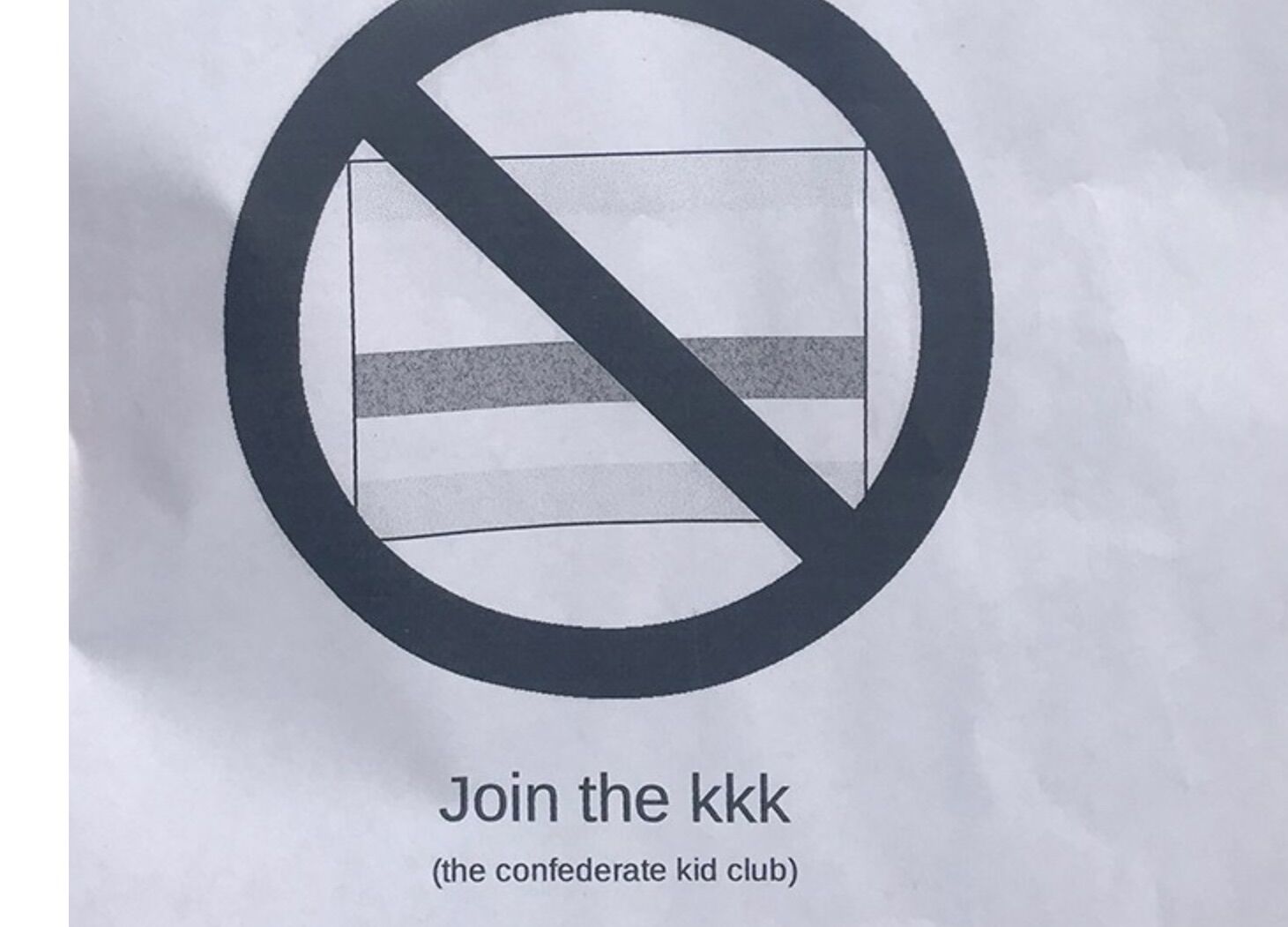 Closeup from a flier distributed at McCormick Junior High School by students wearing Confederate flag t-shirts
