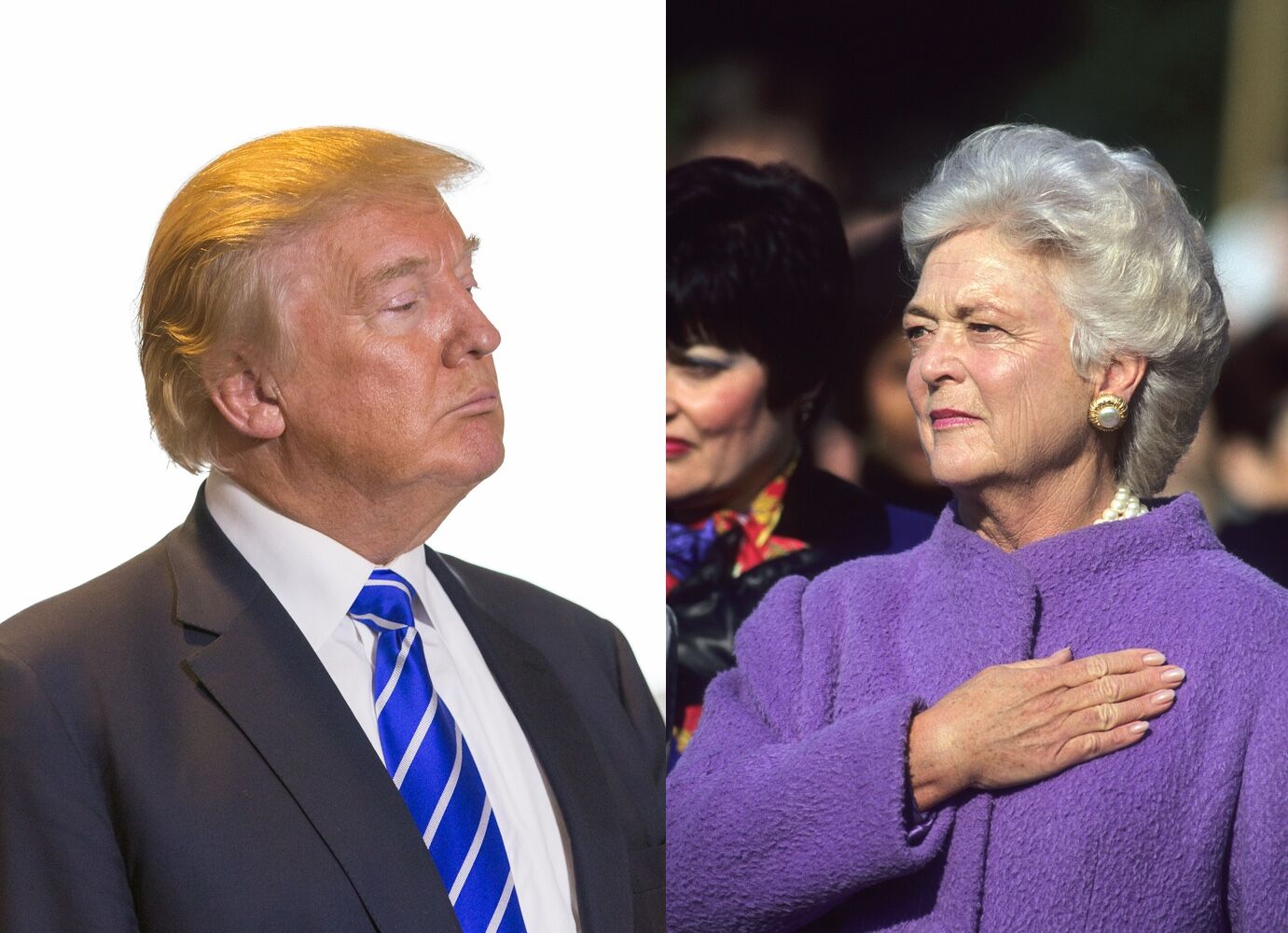 President Donald Trump and former First Lady Barbara Bush