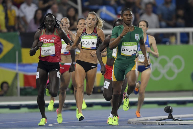 Caster Semenya competes during the women's 800m in the Rio 2016 Olympics Games