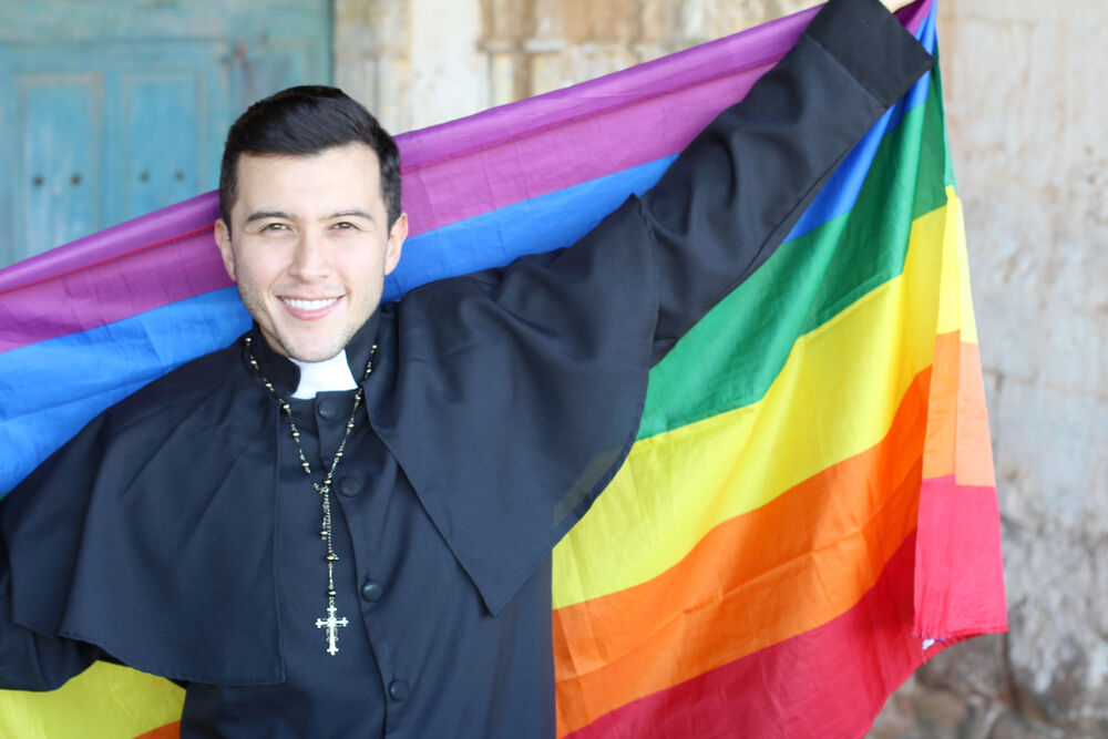 rainbow flag, priest