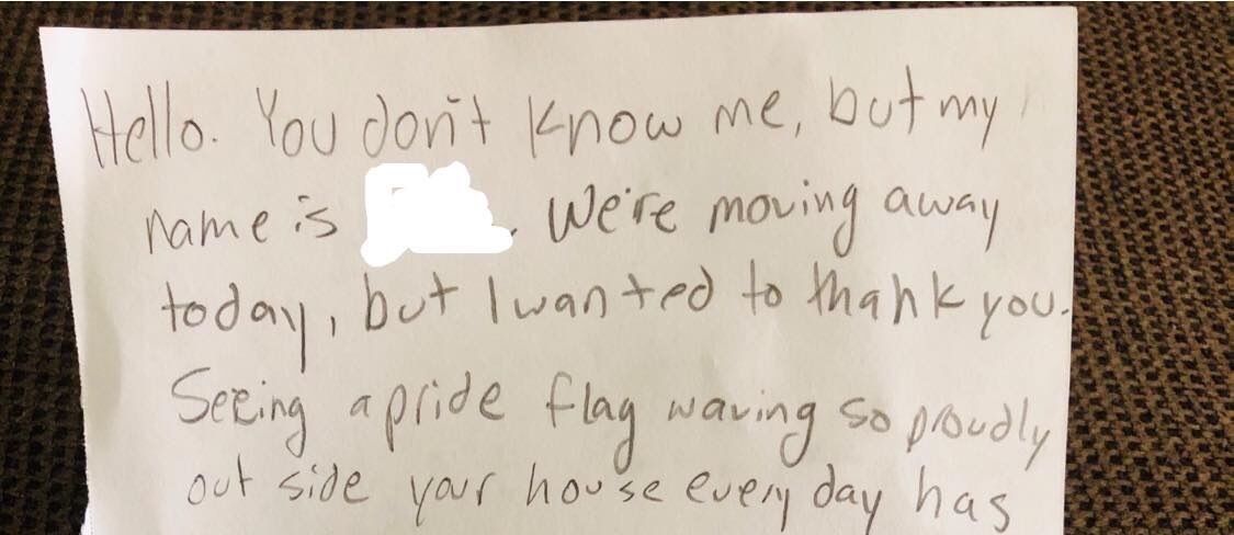 That time a lesbian couple found a note from a neighborhood kid on the front door